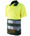 Polo de manga corta bicolor alta visibilidad verde oscuro/amarillo A.V.