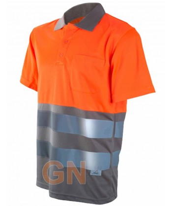 Polo de manga corta bicolor alta visibilidad gris/naranja A.V.