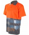 Polo de manga corta bicolor alta visibilidad gris/naranja A.V.