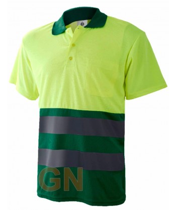 Polo de manga corta bicolor alta visibilidad verde/amarillo A.V.