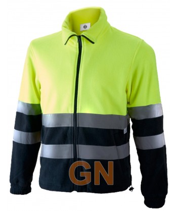 Chaqueta forro polar de alta visibilidad media cremallera amarillo A.V./marino