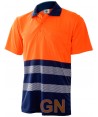 Polo alta visibilidad con cintas reflectantes segmentadas naranja A.V./marino