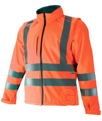 Chaqueta softshell con mangas desmontables naranja alta visibilidad