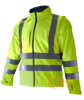 Chaqueta softshell con mangas desmontables amarillo alta visibilidad