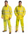 Chubasquero amarillo flúor de alta visibilidad transpirable  de poliuretano
