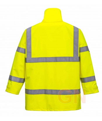 Chubasquero con membrana impermeable y transpirable en naranja alta visibilidad