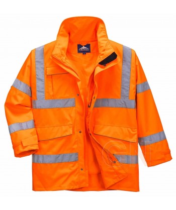 Chubasquero con membrana impermeable y transpirable en naranja alta visibilidad