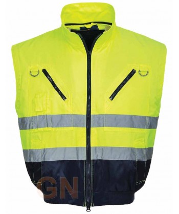 Cazadora alta visibilidad bicolor amarillo A.V./marino desmontables las mangas y el forro Portwest PJ50