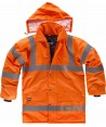 Parka alta visibilidad clase 3 impermeable y acolchada  naranja flúor