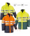 Parka bicolor alta visibilidad triple uso, desmontable