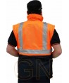 Parka bicolor alta visibilidad triple uso, desmontable color naranja flúor/marino