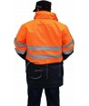 Parka bicolor alta visibilidad triple uso, desmontable color naranja flúor/marino