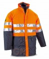 Parka bicolor alta visibilidad triple uso, desmontable color naranja flúor/marino