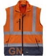 Parka alta visibilidad bicolor, desmontable naranja flúor y marino