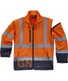 Parka alta visibilidad bicolor, desmontable naranja flúor y marino