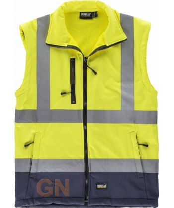 Parka alta visibilidad bicolor, desmontable amarillo flúor y marino