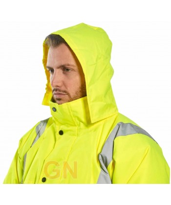 Cazadora piloto monocolor amarillo alta visibilidad, acolchada e impermeable