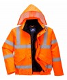 Cazadora piloto monocolor naranja alta visibilidad, acolchada e impermeable
