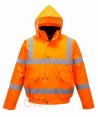 Cazadora piloto monocolor naranja alta visibilidad, acolchada e impermeable