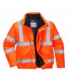 Cazadora piloto monocolor naranja alta visibilidad, acolchada e impermeable
