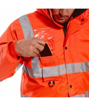 Parka de alta visibilidad desmontable 7 en 1 color naranja flúor