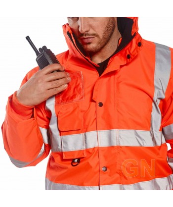Parka de alta visibilidad desmontable 7 en 1 color naranja flúor