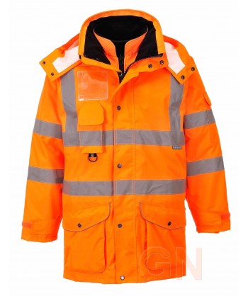 Parka de alta visibilidad desmontable 7 en 1 color naranja flúor. Portwest RT27
