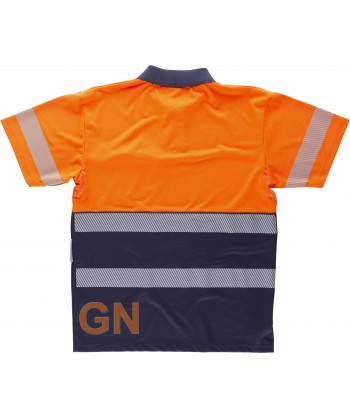 Polo bicolor con cintas segmentadas Marino/naranja alta visibilidad