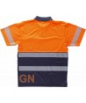 Polo bicolor con cintas segmentadas Marino/naranja alta visibilidad