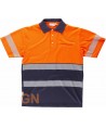Polo bicolor con cintas segmentadas Marino/naranja alta visibilidad