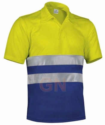 Polo económico bicolor alta visibilidad Azulina/amarillo A.V.