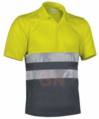 Polo económico bicolor alta visibilidad Gris oscuro/amarillo A.V.