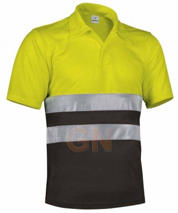 Polo económico bicolor alta visibilidad Negro/amarillo A.V.
