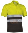 Polo económico bicolor alta visibilidad Negro/amarillo A.V.