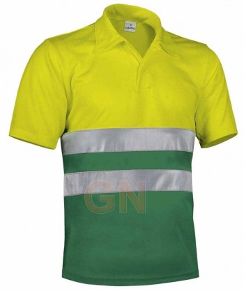 Polo económico bicolor alta visibilidad Verde/amarillo A.V.