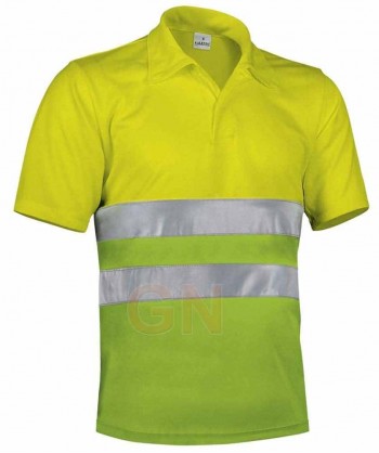 Polo económico bicolor alta visibilidad Verde manzana/amarillo A.V.