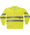 Polo monocolor, manga larga, amarillo alta visibilidad