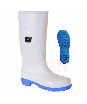 Bota de agua de seguridad alimentaria de PVC  S5 SR Ccolor blanco