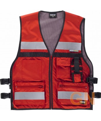 Chaleco  paramédico rojo con cintas reflectantes