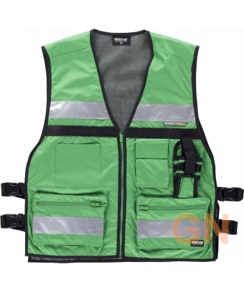 Chaleco  paramédico verde con cintas reflectantes