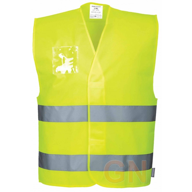 Chaleco amarillo alta visibilidad con porta identificación