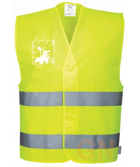 Chaleco amarillo alta visibilidad con porta identificación