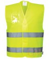 Chaleco amarillo alta visibilidad con porta identificación