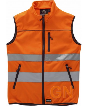 Chaleco softshell con tejido Ripstop color naranja alta visibilidad
