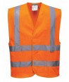Chaleco de alta visibilidad de rejilla transpirable con cierre velcro color naranja
