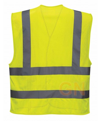 Chaleco de alta visibilidad de rejilla  color amarillo con cierre velcro