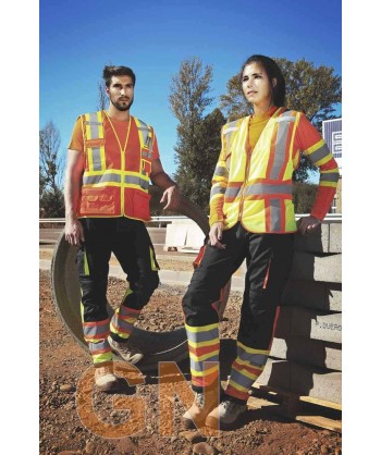 Chaleco alta visibilidad con cintas reflectantes y fluorescentes