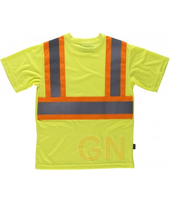 Camiseta alta visibilidad con cintas reflectantes y fluorescentes