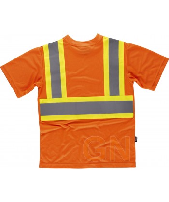 Camiseta alta visibilidad con cintas reflectantes y fluorescentes