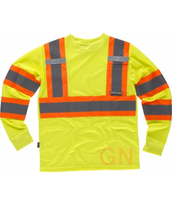 Camiseta con cintas reflectantes y fluorescentes